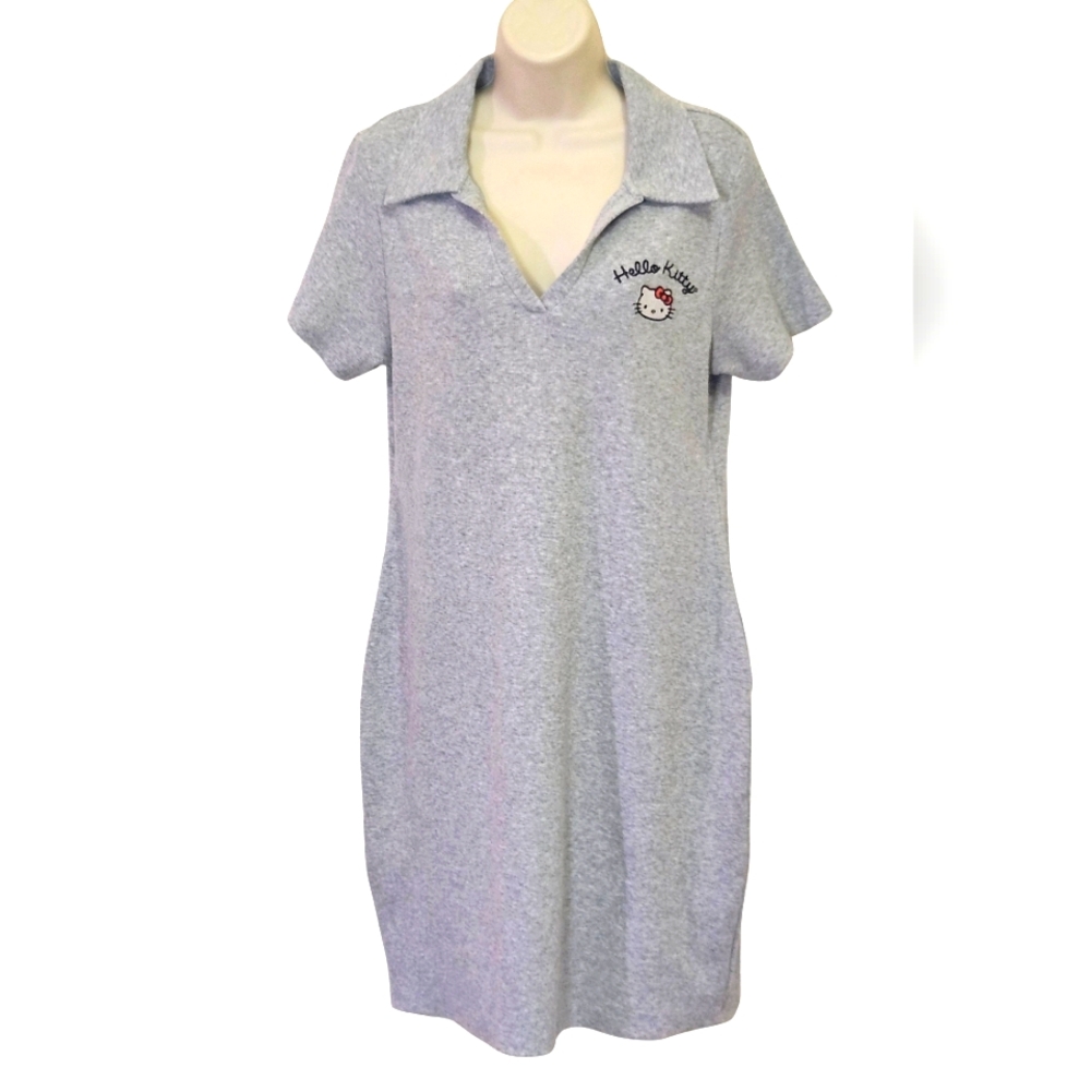 SANRIO Heather Gray Hello Kitty Polo Dress,Size XXL(U.S Size L-XL)See Measurents